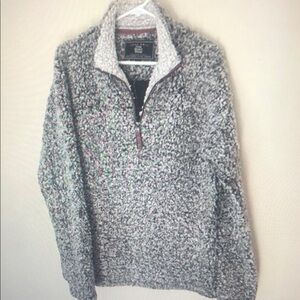 Men’s‎ True Grit Sherpa Fleece Pullover Sweater Size Small Gray Quarter Zip Warm